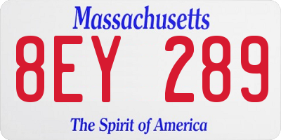 MA license plate 8EY289