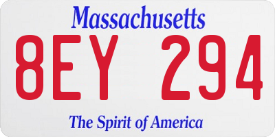 MA license plate 8EY294