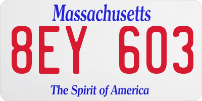 MA license plate 8EY603