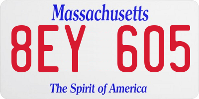 MA license plate 8EY605