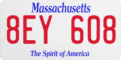 MA license plate 8EY608