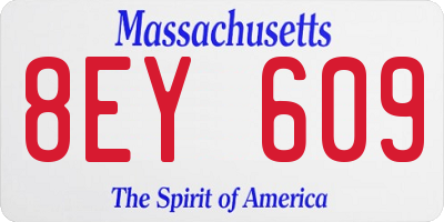 MA license plate 8EY609