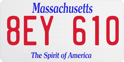 MA license plate 8EY610