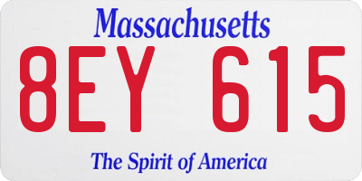 MA license plate 8EY615