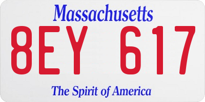 MA license plate 8EY617