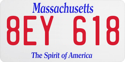 MA license plate 8EY618