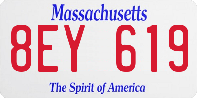 MA license plate 8EY619
