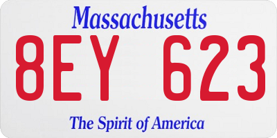 MA license plate 8EY623