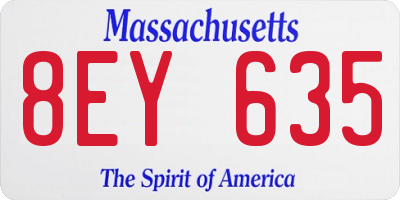 MA license plate 8EY635