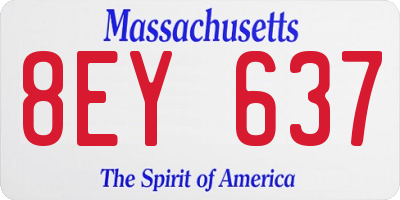 MA license plate 8EY637