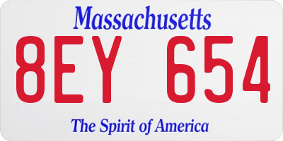MA license plate 8EY654