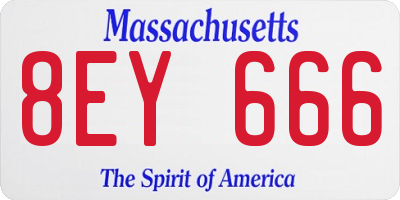 MA license plate 8EY666