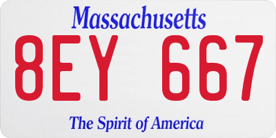 MA license plate 8EY667