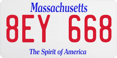 MA license plate 8EY668