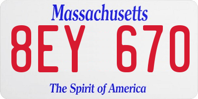 MA license plate 8EY670