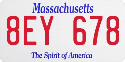 MA license plate 8EY678