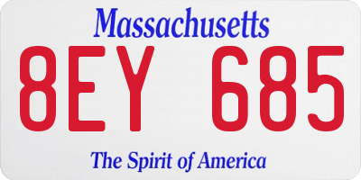 MA license plate 8EY685