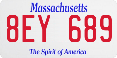 MA license plate 8EY689