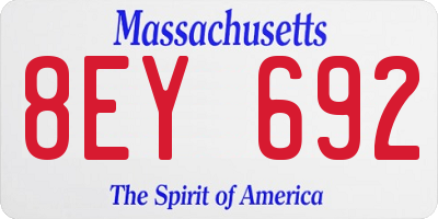 MA license plate 8EY692