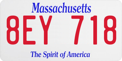 MA license plate 8EY718