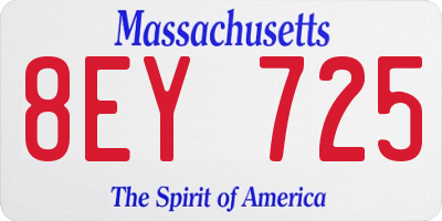 MA license plate 8EY725