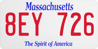 MA license plate 8EY726