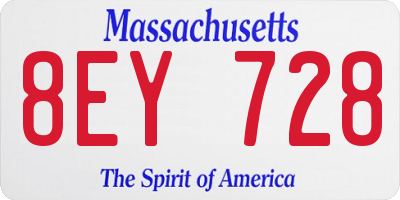 MA license plate 8EY728