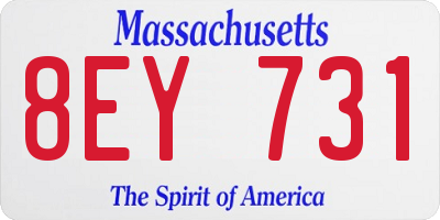MA license plate 8EY731