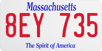 MA license plate 8EY735