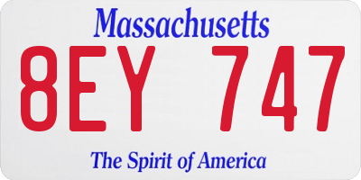 MA license plate 8EY747