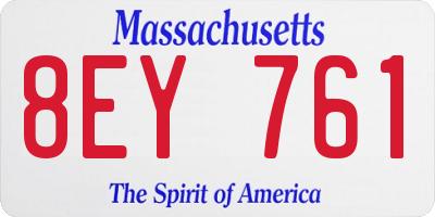 MA license plate 8EY761