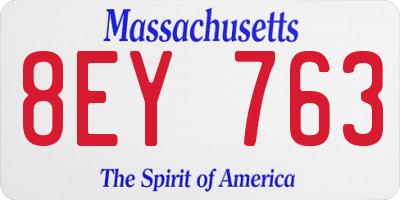 MA license plate 8EY763