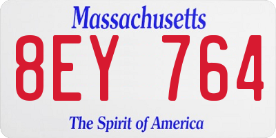 MA license plate 8EY764