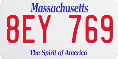 MA license plate 8EY769