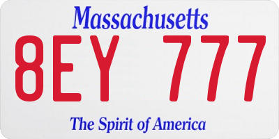 MA license plate 8EY777