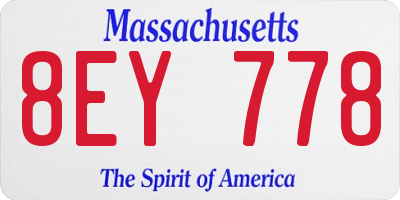 MA license plate 8EY778