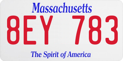 MA license plate 8EY783