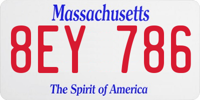 MA license plate 8EY786