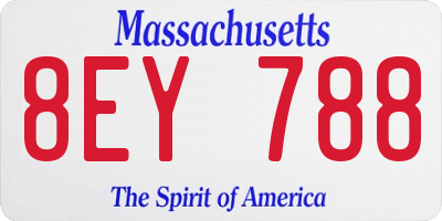 MA license plate 8EY788