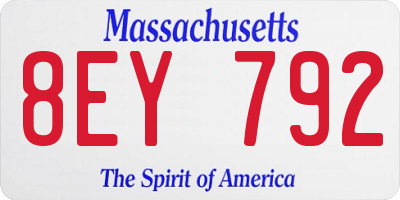 MA license plate 8EY792