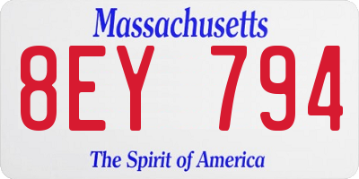 MA license plate 8EY794