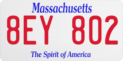MA license plate 8EY802