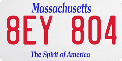MA license plate 8EY804