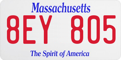 MA license plate 8EY805