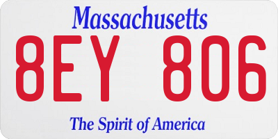 MA license plate 8EY806