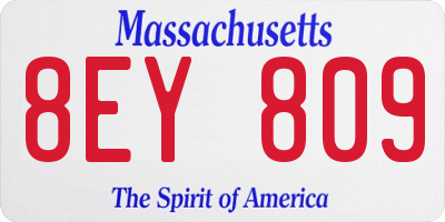 MA license plate 8EY809