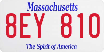 MA license plate 8EY810