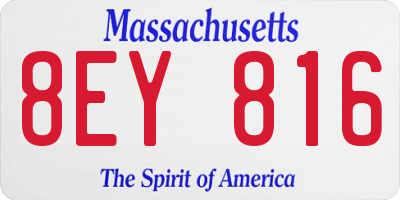 MA license plate 8EY816