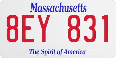 MA license plate 8EY831