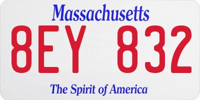 MA license plate 8EY832